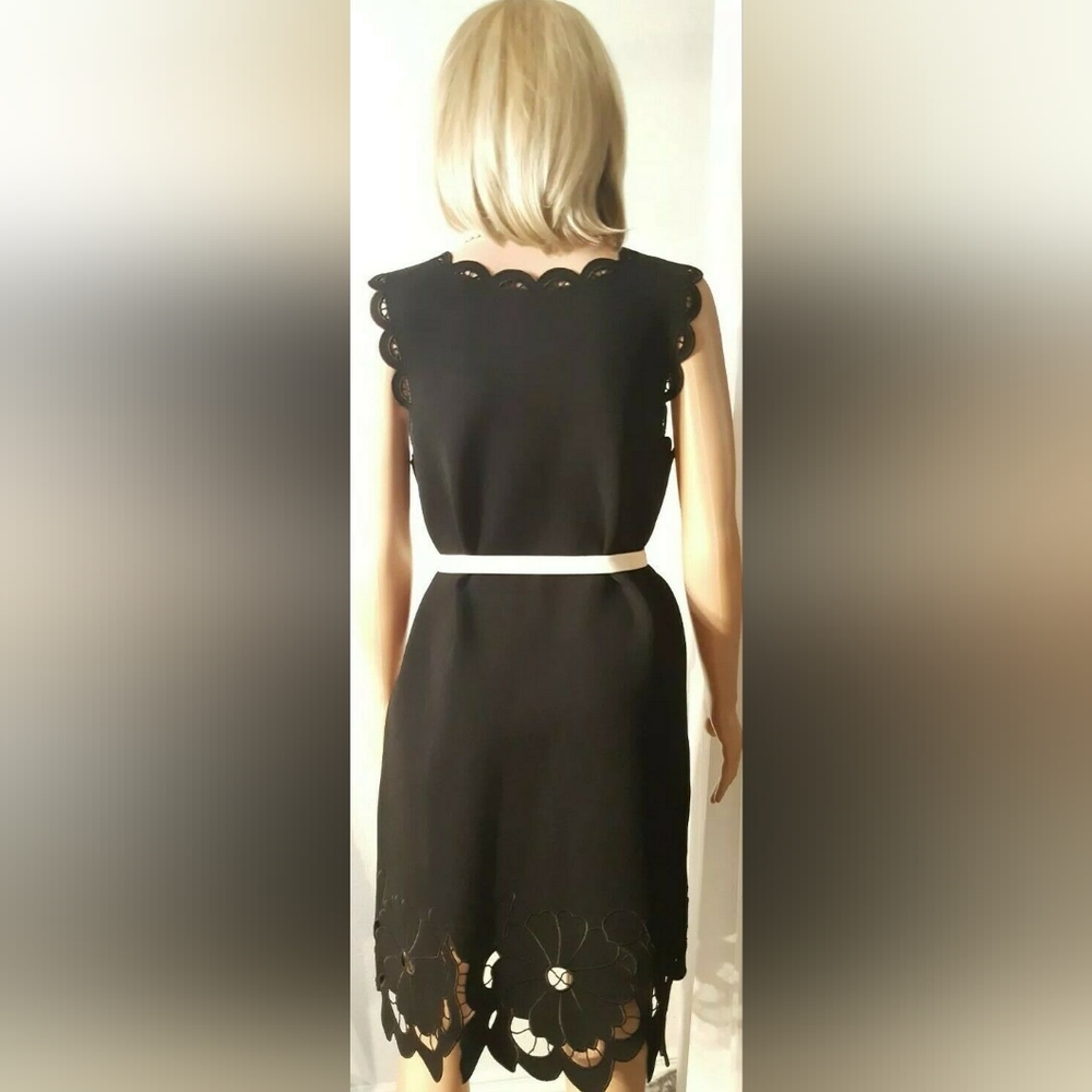 ❤️BUY2️⃣GET1️⃣🩷FREE♧$3,790 OSCAR DE LA RENTA NEW BLACK FLOWER KNIT DRESS M L - Picture 6 of 14